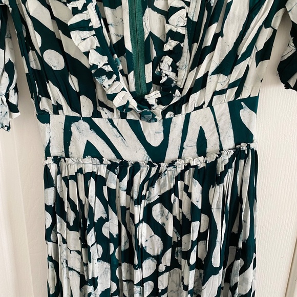 Busayo Tomi Green & White V-Neck High-Low Maxi Dress - Picture 8 of 13